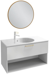 Тумба под раковину Jacob Delafon Odeon Rive Gauche 90 см, EB2553-RX-NR4, цвет белый мрамор, ручки на