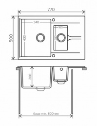 Кухонная мойка POLYGRAN Brig-770 (Polygran Brig -770 черный №16)