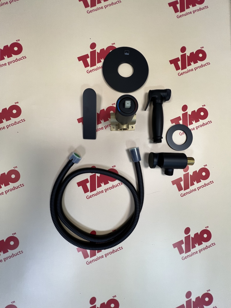 Фото Смеситель встроенный с гигиеническим душем Timo Anni 2789/03SM черный