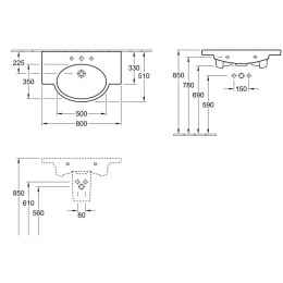 Раковина 51528001 VILLEROY&BOCH VARIABLE