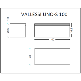 Armadi Art Flat 897-100-A mat Ящик под столешницу 100см АНТРАЦИТ мат. VALLESSI UNO-S