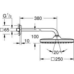 Grohe Tempesta 250 Cube 26687000 Верхний душ с кронштейном
