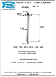 Фото Remer 347N50 Кронштейн для верхнего душа 500 мм (хром)