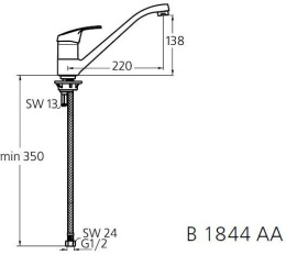 Смеситель Ideal Standard B 1844 AA Slimline для кухни
