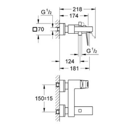 Grohe Eurocube 23140000 Смеситель для ванны с изливом