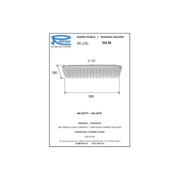 Remer 356REX Душевая головка с шарнирным соединением 35x25см