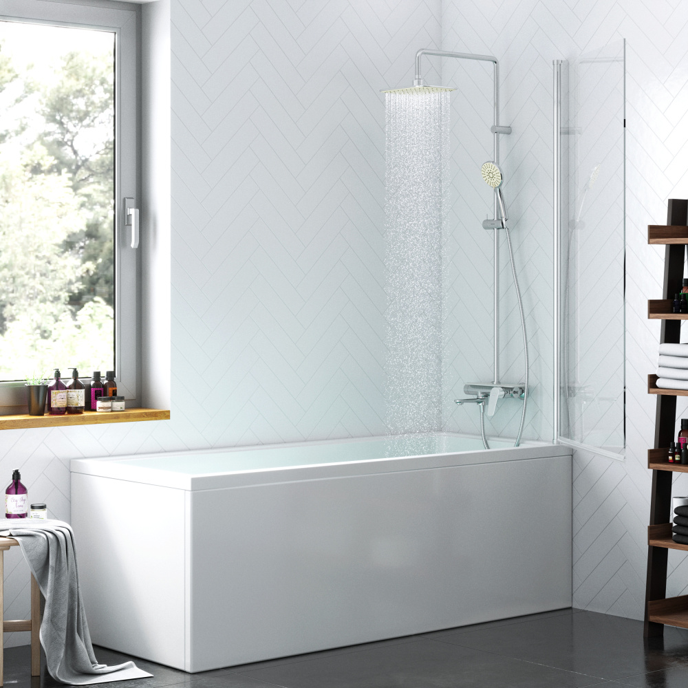 Фото Шторка на ванну Damixa Skyline 80х140 DX35WBS-D080-140MT профиль Хром стекло прозрачное