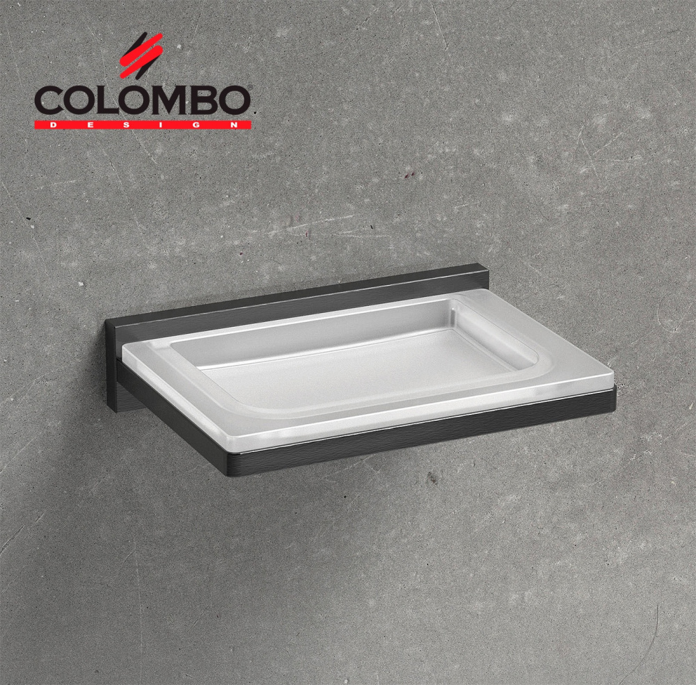 Colombo Design LOOK B1601.GM - Стеклянная мыльница в комплекте с настенным держателем (графит шлифов