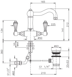 Фото Смеситель Nicolazzi Tradizionale 1432 DB 18 для раковины, старая бронза