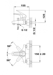 Фото Смеситель Teka Deia 401216200 для ванны и душа