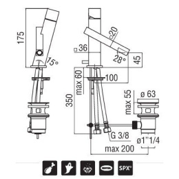 NOBILI Tower TW00118/1CR Смеситель для раковины (хром)