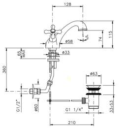 Фото Смеситель Nicolazzi Nuova Brenta 2532BZ для раковины, бронза