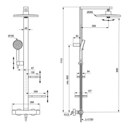 Душевая система Ideal Standard Alu+ (BD583XG) с термостатом, черный матовый
