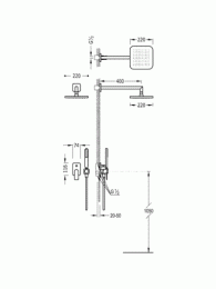 Фото Комплект душевой со встраиваемым смесителем, ручным и верхним душем из стены Tres LOFT 20018002BL, б