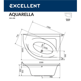 Акриловая ванна 150x100 Excellent (WAEX.ARP15WH), асимметричная