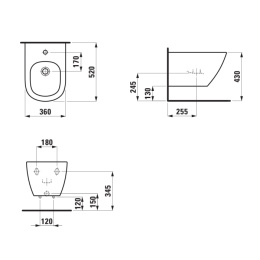 Фото Биде подвесное 52x36см Laufen Lua (8.3008.1.000.302.1) белый глянцевый