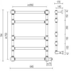 Фото Полотенцесушитель электрический Margaroli Armonia 9-564-5 BOX, 95645505OBGOD, золото