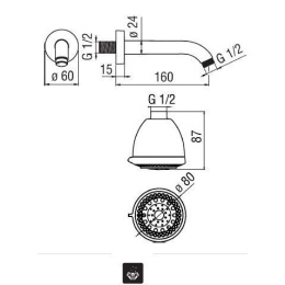 Nobili AD138/67CR_AD139/54CR Верхний душ с кронштейном (хром)