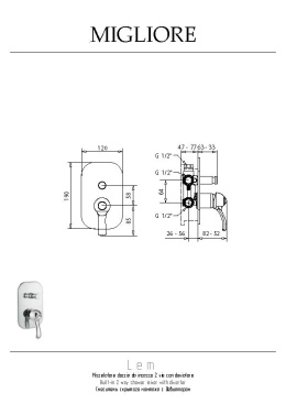 Фото Migliore Lem 25878 Смеситель скрытого монтажа, хром