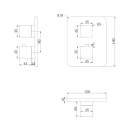 Omnires Parma PM7436BL Смеситель термостатический для душа скрытого монтажа (черный BLM)