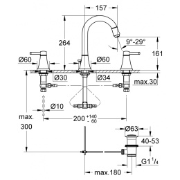 Grohe Grandera 20389IG0 Смеситель для раковины, на 3 отверстия