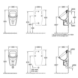 Писсуар 55742001 VILLEROY&BOCH Omnia architectura, 355х620х385 мм