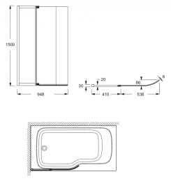Шторка на ванну Jacob Delafon Bain Douche Malice 95x150