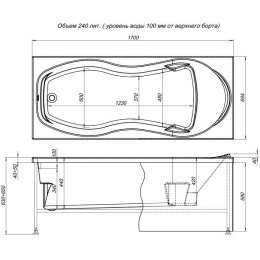 Акриловая ванна 170x70 Aquanet (00242924), прямоугольная
