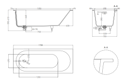 Ванна встраиваемая 170,5х75,5 Salini Ornella (103513G) Белый