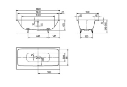 Ванна Kaldewei Asymmetric Duo мод 742, 180 х 90 х 42 см