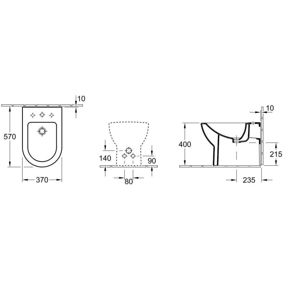 Биде напольное 74100001 VILLEROY&BOCH SUBWAY
