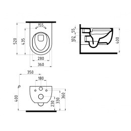 Подвесной унитаз Bien Vokha MDKA052N1VP0B7000 36 x 52 x 33 см безободковый, сиденье Soft Close, цвет