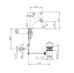 Фото Смеситель Nicolazzi El Capitan 3403BZ75 для биде, гальваническая бронза, ручка металл