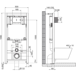 Комплект 4 в 1 Унитаз подвесной BelBagno PROSPERO BB507B с сиденьем BB1055SC + Система инсталляции