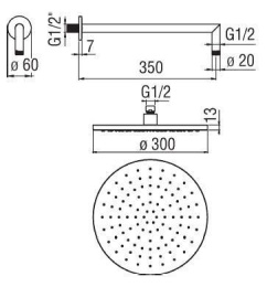 NOBILI AD138/44CR_AD139/113CR Верхний душ с кронштейном (хром)