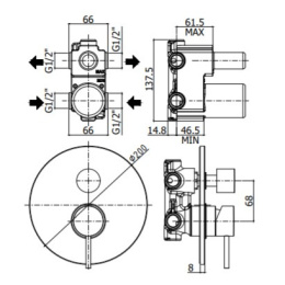 Смеситель для душа Paffoni LIGHT (LIG018HG) Золото медовое