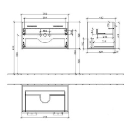 Тумба под раковину A274N1BM VILLEROY&BOCH Central Line, 750 x 430 x 450 мм