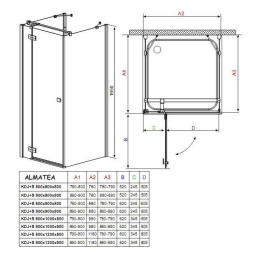 Дверь душевого уголка Radaway Almatea KDJ+S 80x90x90 L1 профиль Хром стекло прозрачное 31555-01-01L1