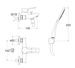 Cristina Euromade EM10051 Смеситель для ванны