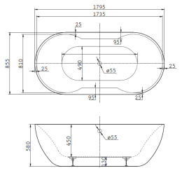 Фото Акриловая ванна BelBagno 179,5х85,5 (BB28) Белый