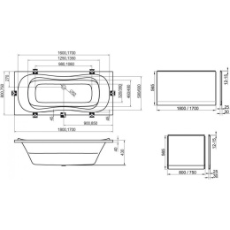 Акриловая ванна 180x80 Ravak (CB21000000), прямоугольная