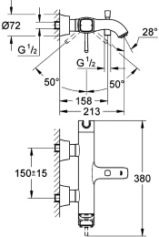 Grohe Grandera 23317IG0 Смеситель для ванны, с изливом