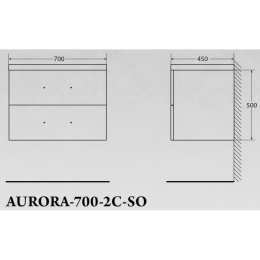 Тумба под раковину BelBagno Aurora AURORA-700-2C-SO-CS подвесная (2 ящ.)