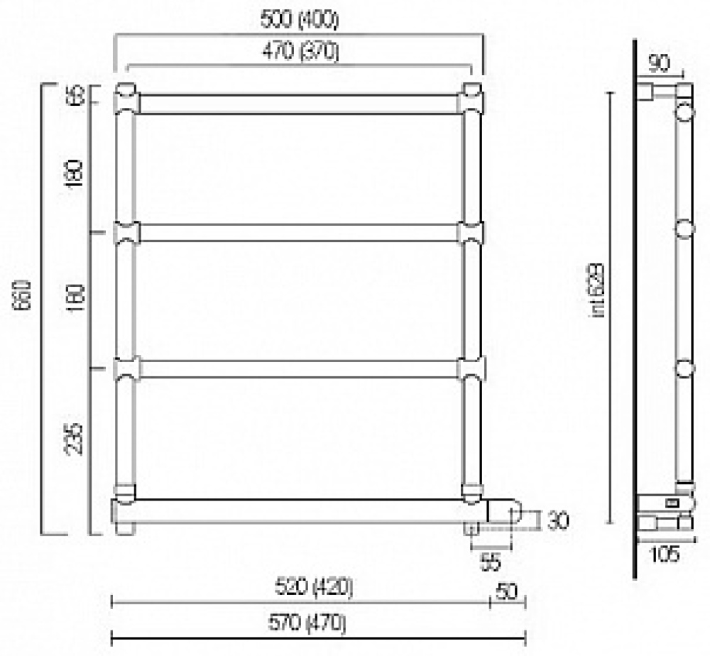 Полотенцесушитель электрический Margaroli Sole 542 BOX 5424704CRNB, высота 66 см, ширина 57 см, хром