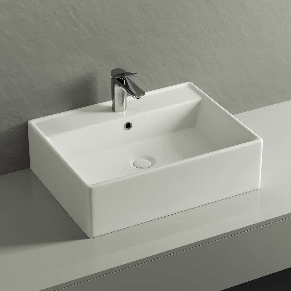 Фото Накладная раковина Ceramicanova Element CN6046 прямоугольная 59 см. с переливом