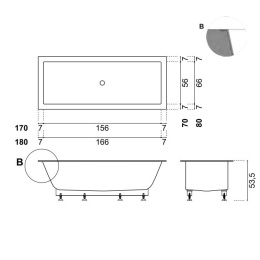 Antonio Lupi Biblio BIBLIO11 Bianco/cr Ванна встраиваемая 180х80х53.5см, цвет: белый