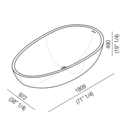 Agape Spoon XL AVAS0916ZL Ванна отдельностоящая 180.9x97.2x49 см, цвет: белый/светло-серый