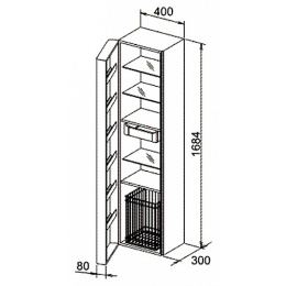 Пенал Keuco Elegance New 31631386802, белый, темное дерево