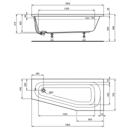 Акриловая ванна 160x70 Ideal Standard  (K276101)