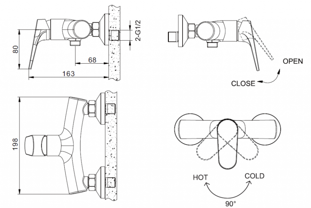 Смеситель для душа Bravat Eler (F9191238BM-01-RUS)